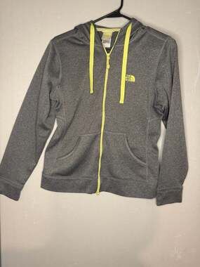 The North Face Women's Small Heather Gray and Lime Full-Zip Hoodie